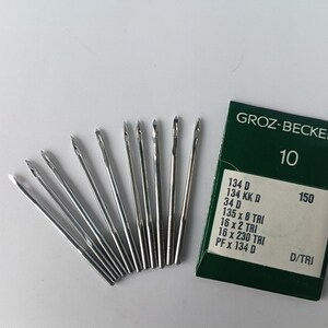 Agulhas para máquina de costura GROZ-BECKERT 134 D, 135x8 TRI, 16x2 Tri Ponta triangular, Nm:150/22,5