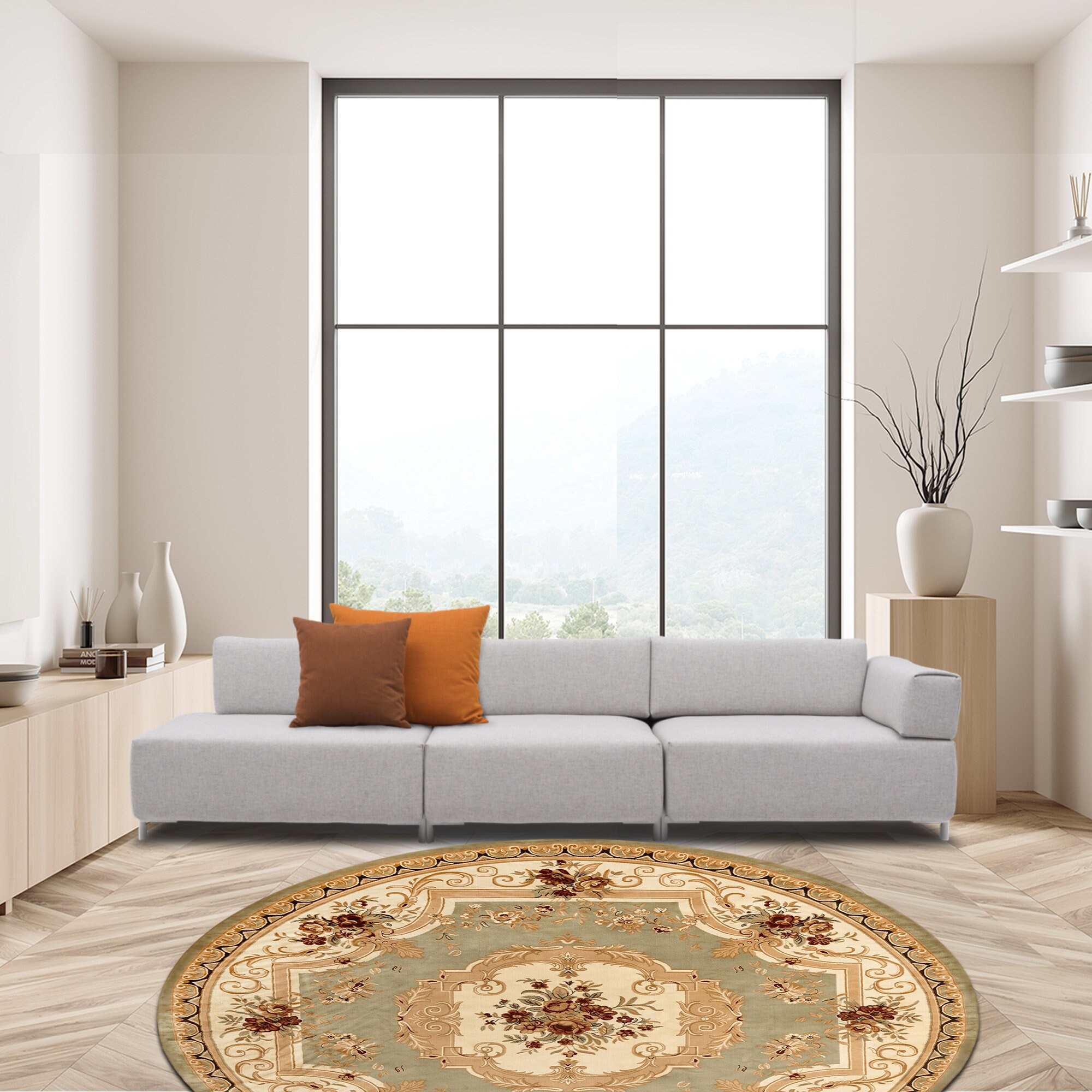 Round Carpet Mockup, Smart Object Mockup, Rug Carpet Mockup, Cream
