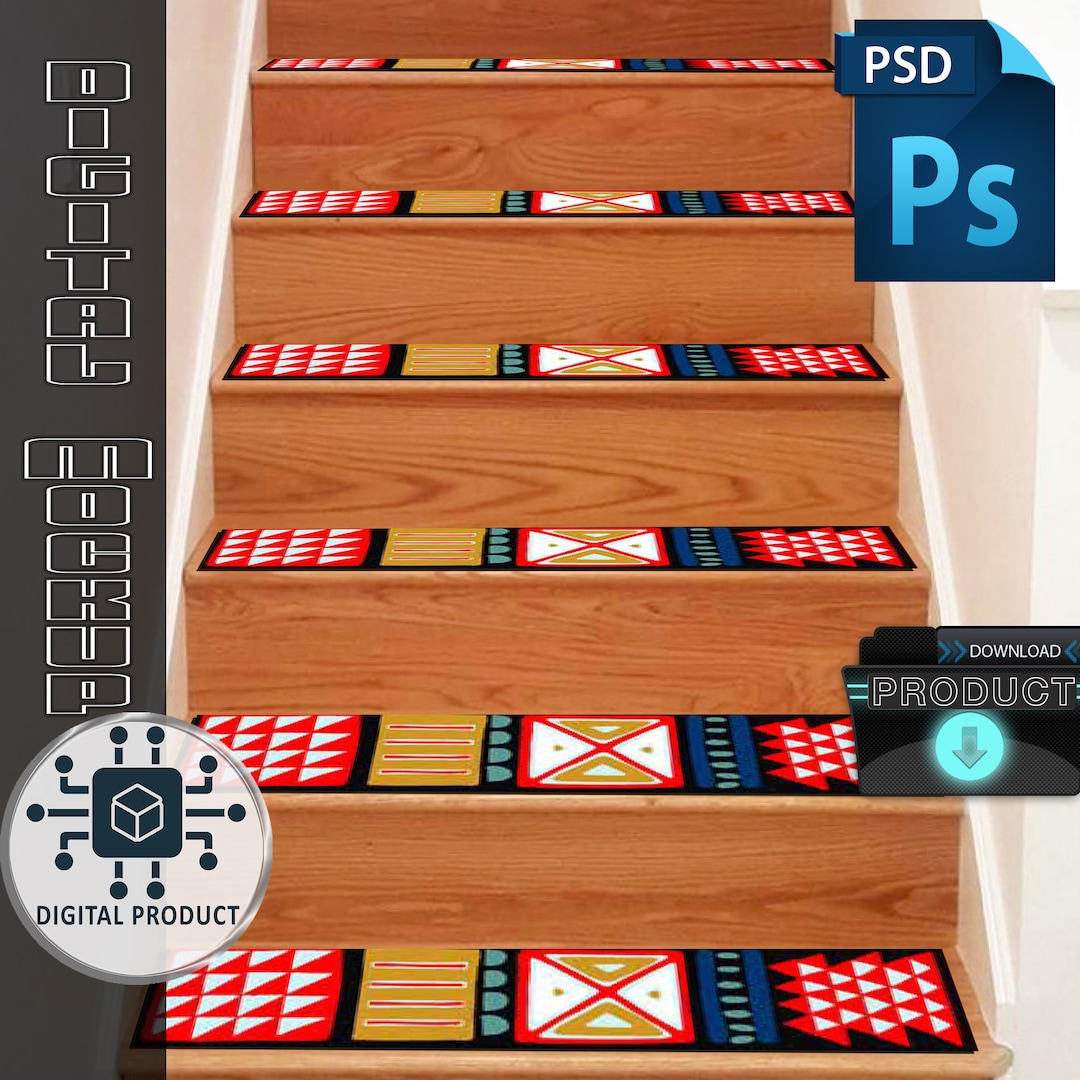 Stair Carpet Mockup, Smart Object Mockup, Rectangle Carpet Mockup
