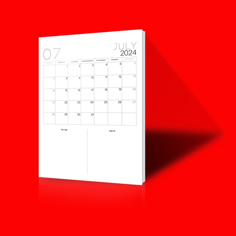 Printable Calendar 2024 Monthly Planner 2024 A4 Portrait Monday