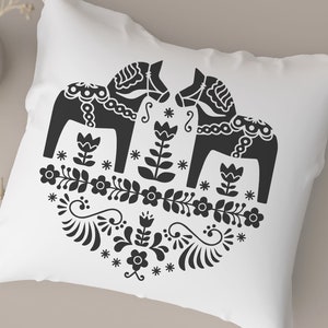 File di taglio SVG di arte popolare del cavallo, arte popolare nordica, scandinava, clipart, PNG, download istantaneo