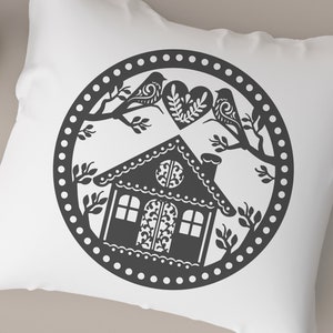 Gingerbread House Art SVG Cut File, Nordique, Art populaire scandinave, Clipart, PNG, Téléchargement instantané