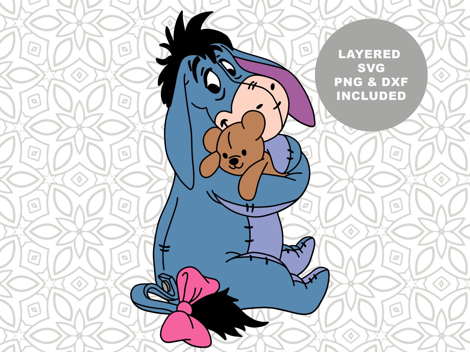 Eyeore Dxf Eeyore SVG Cut File: Winnie the Pooh Clipart (PNG, DXF, Instant ...