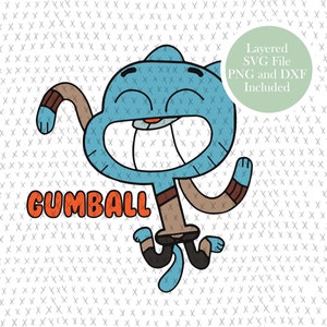Gumball SVG Cut File, amazing world of gumball SVG Cut File, blue cat, cartoon Clipart, PNG, Instant Download