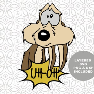 Wile E Coyote SVG Cut File, Road Runner, Cartoon Character, Clipart, PNG, Instant Download, sublimation image, Funny
