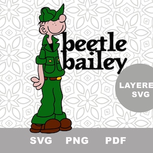 Beetle Bailey SVG Cut File, Clipart, PNG, PDF, Sublimation image, Instant Download