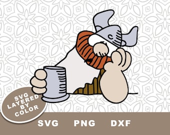 Hagar the Horrible SVG Cut File: Drinking Beer Clipart (Digital Download)