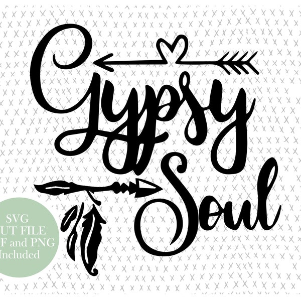 Calligraphy Gipsy Soul Boho SVG Cut File, Clipart, PNG, Instant Download