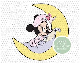 Baby Minnie Mouse SVG Cut File: Layered Clipart, PNG (Digital Download)