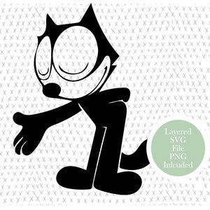 Felix the Cat SVG Cut File, dibujos animados vintage, Clipart, cat clipart, PNG, Descarga instantánea