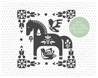Horse Folk Art SVG Cut File: Nordic Clipart (Instant Download)