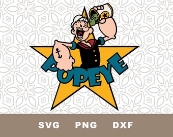 Popeye der Sailorman SVG Schnittdatei: Clipart, PNG (Instant Download)