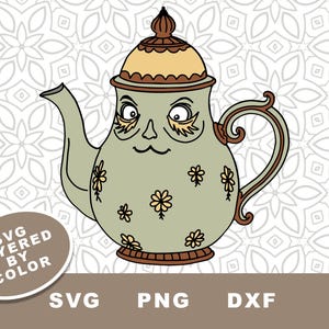 Whimsical Teapot Cut File SVG Cut File, Clipart, PNG, Instant Download