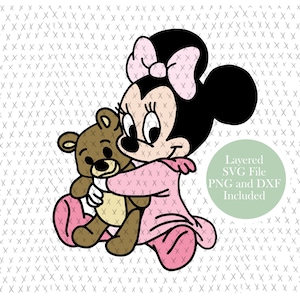 Niedliche Baby Minnie Maus SVG Datei, Partydekoration, Kinderzimmer, Babyzimmer, Babyparty, Partydekoration, Clipart, PNG, Instant Download