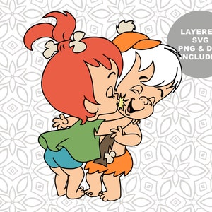 Bamm Bamm and Pebbles SVG: Flintstones Clipart (Digital Download)