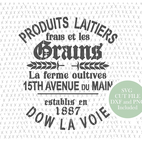 French Grain SVG Cut File, Sign, Grain Sack, Vintage, Decorative Clipart, PNG, Instant Download