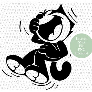 Felix the Cat SVG Cut File, vintage cartoon, lachen, Clipart, cat clipart, PNG, Instant Download