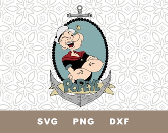 Popeye der Sailorman SVG Schnittdatei: Clipart, PNG, DFX (Instant Download)