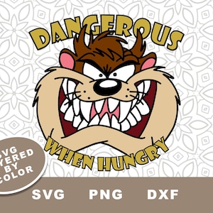 Grappige Tasmaanse duivel SVG-bestand knippen, clipart, DXF, PNG, gelaagd op kleur, Instant Download
