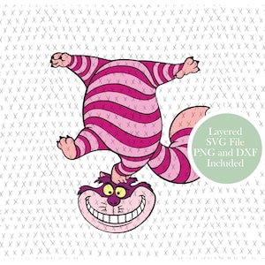 Cheshire Cat SVG Cut File, Alice in Wonderland, Striped cat, Clipart, PNG, Instant Download