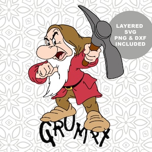 Grumpy from Snow White SVG Cut File, Grumpy Dwarf, Clipart, PNG, Instant Download, sublimation image