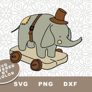Arquivo de corte SVG de brinquedo de elefante vintage Arquivo de corte SVG, Clipart, PNG, Download instantâneo