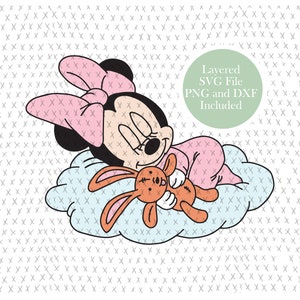Niedliche Baby Minnie Maus SVG Datei, Partydekoration, Kinderzimmer, Babyzimmer, Babyparty, Partydekoration, Clipart, PNG, Instant Download