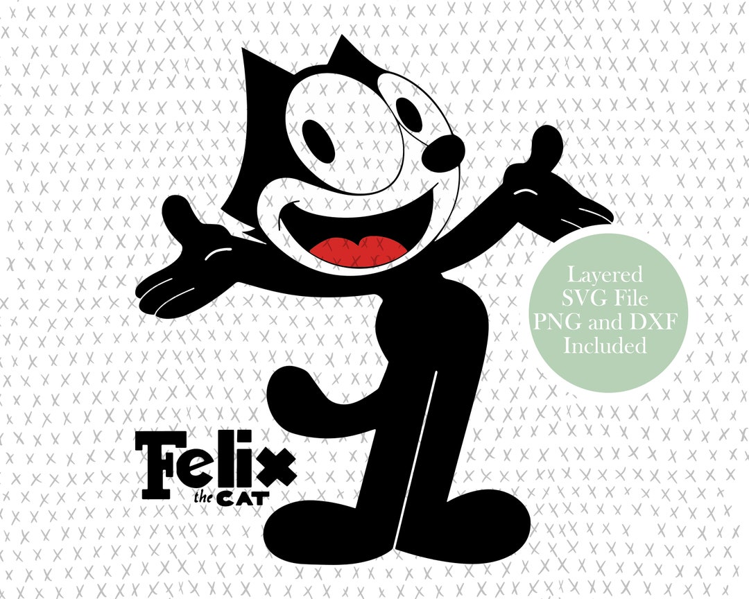 Felix the Cat SVG Cut File, Vintage Cartoon, Cat Clipart, PNG, Instant