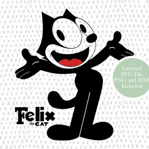 Felix the Cat SVG Cut File, dibujos animados vintage, imágenes prediseñadas de gato, PNG, descarga instantánea