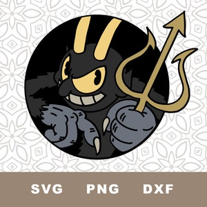 Diablo de Cuphead SVG Cut File, Clipart, PNG, Old Scratch, Villano, Descarga Instantánea