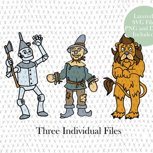 Wizard of Oz Characters SVG Cut File, Tin man, cowardly lion, scarecrow, Clipart, PNG, Instant Download