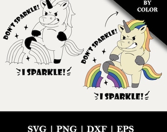 Grumpy Unicorn SVG Cut File - "I Sparkle!" Digital Download