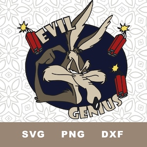 Wile E Coyote SVG Cut File, Evil Genius , Clipart, PNG, Instant Download, sublimation image