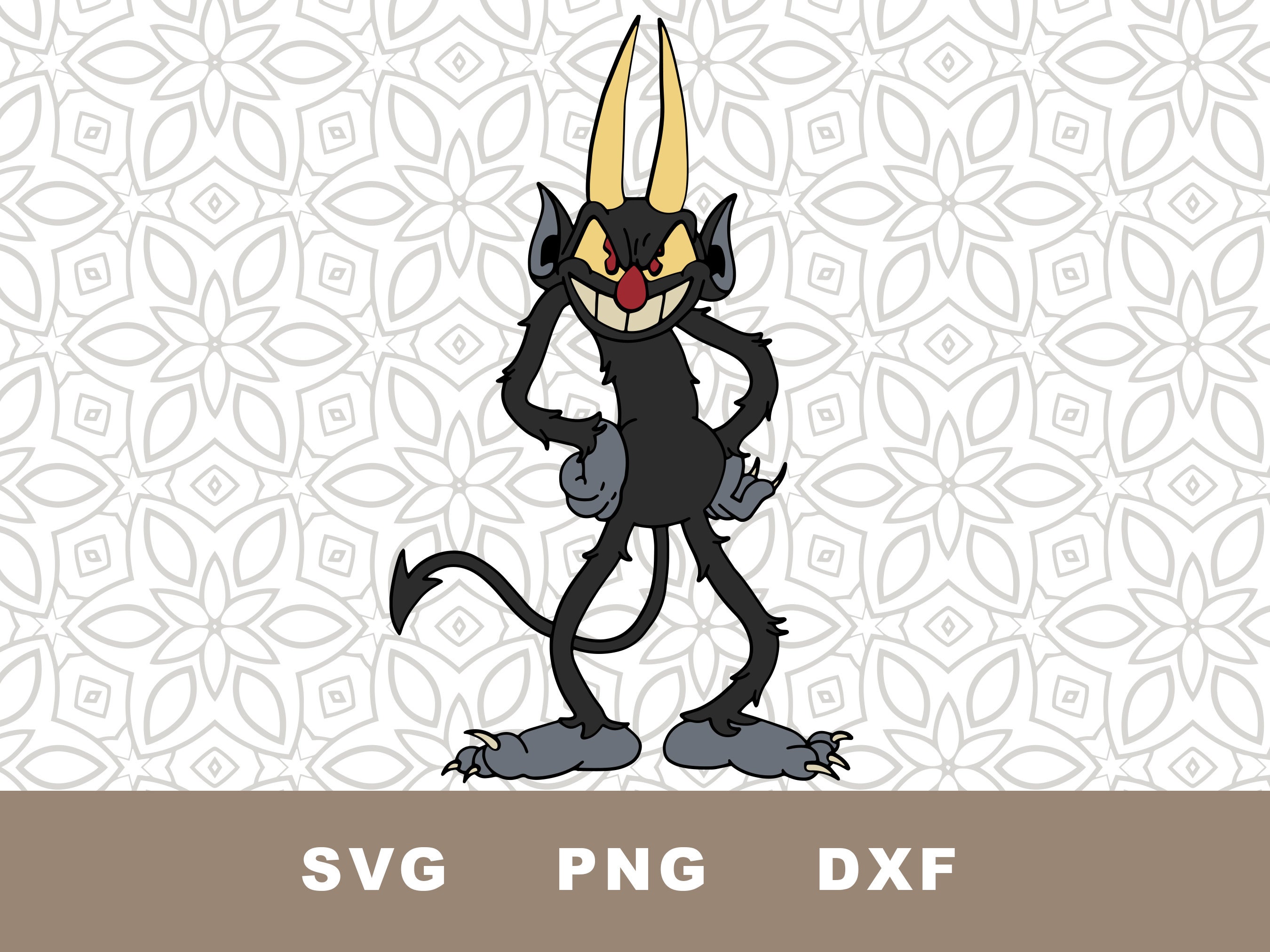 Devil From Cuphead SVG Cut File, Clipart, PNG, Old Scratch