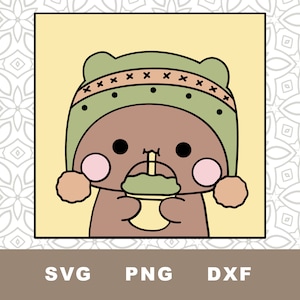 Kawaii Bear SVG File di taglio, Clipart, PNG, Sfondo trasparente, Immagine di sublimazione carina, Download istantaneo