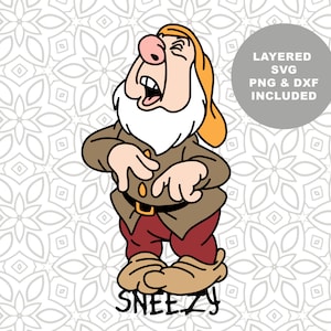 Sneezy Dwarf SVG Cut File: Snow White Clipart (Digital Download)