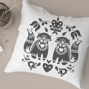 Renard art folklorique SVG coupe fichier, art populaire nordique, scandinave, clipart, PNG, téléchargement immédiat