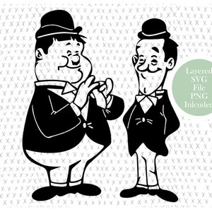 Laurel und Hardy SVG geschnitten Datei, Vintage Cartoon, Comedy Clipart, PNG, Instant Download