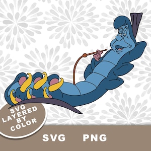 Puede incluir: Una oruga azul con una cara humana, que lleva un sombrero y fuma una pipa, est&aacute; tumbada de lado con las patas enroscadas. La oruga est&aacute; sobre un fondo blanco con un patr&oacute;n de flores grises.