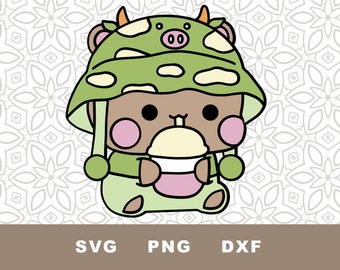 Kawaii Cow Bear Clipart, SVG PNG Cut File (Digital Download)