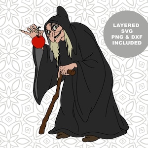 Archivo de corte SVG de Blancanieves y la reina malvada, bruja, clipart, PNG, descarga instantánea, imagen de sublimación, Blancanieves y los siete enanitos