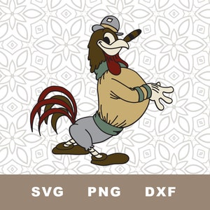 Vintage haan stripfiguur SVG gesneden bestand, clipart, png, direct downloaden