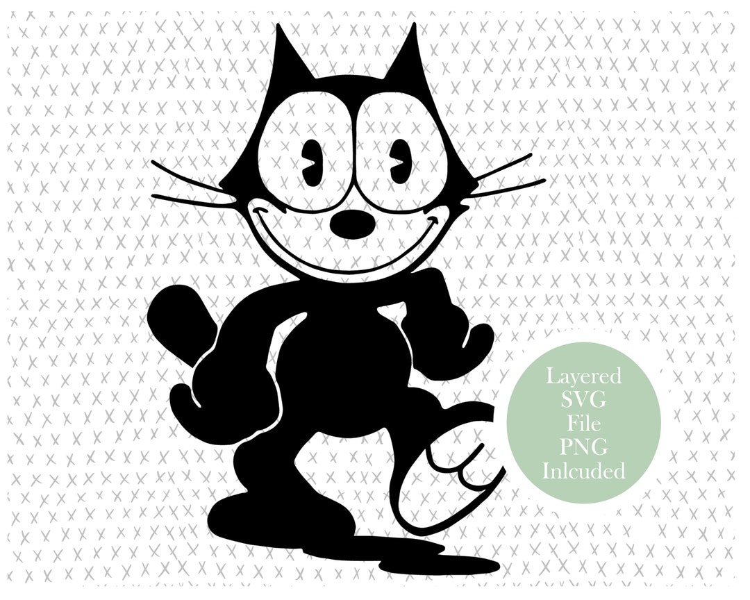 Felix the Cat SVG Cut File, Vintage Cartoon, Clipart, Cat Clipart, PNG