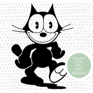 Felix the Cat SVG Cut File, vintage cartoon, Clipart, cat clipart, PNG, Instant Download