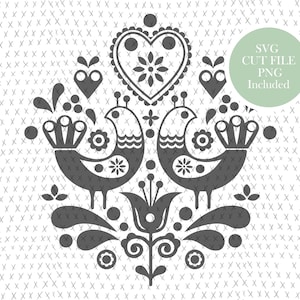 Folk Art SVG Cut File, Nordic, Scandinavian Folk Art, Clipart, PNG, Dxf File, Instant Download