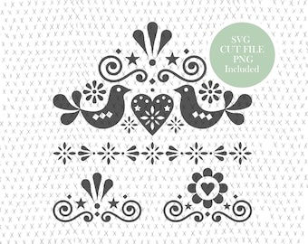 Folk Art SVG Cut File: Nordic Scandinavian Clipart (Digital Download)