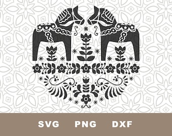 Horse Folk Art SVG Cut File: Nordic Clipart (Instant Download)