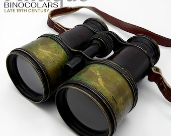 Zeldzame antieke verrekijker met drie vergrotingsstanden: theater, platteland en zee - messing en leer - 1850-1900 - Italië