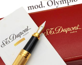 S.T. Dupont "Olympio" vulpen, medium punt, 18K (750) goud, in doos