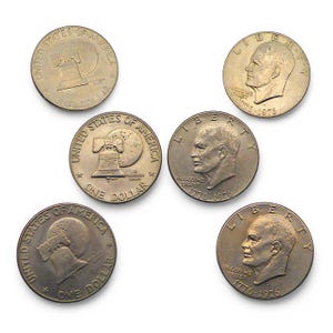 6x Eisenhower Liberty Bell Moon &quot;US Bicentennial (1776-1976) 1 Dollar Coins